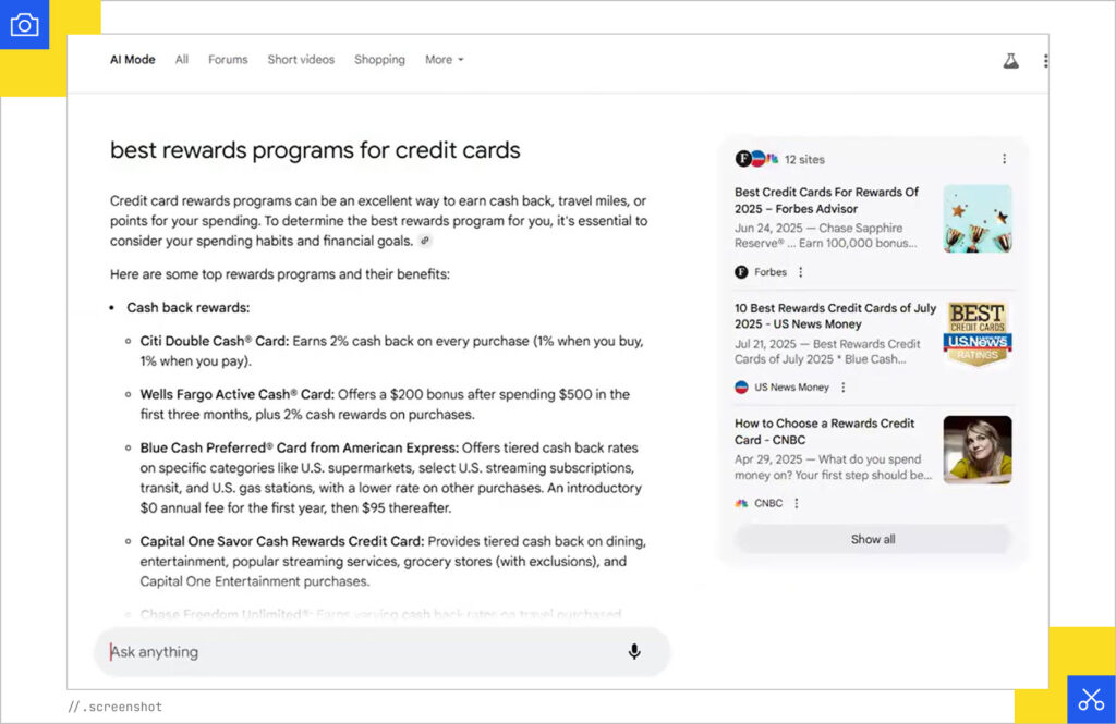 AI Mode best rewards programs