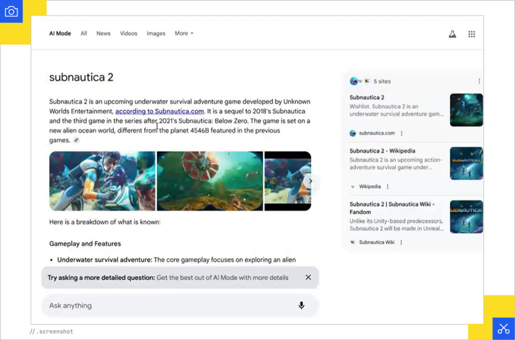 Video game news in AI Mode